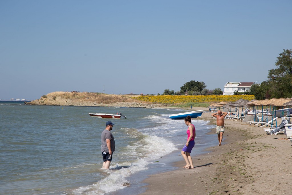 Marmara-Strand, hier sogar mit Sonnenblumen bis zum Strand